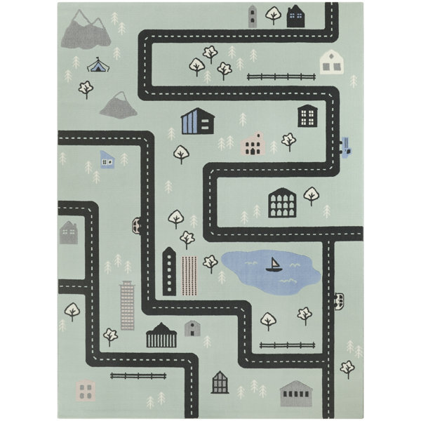 Zoomie Kids Perego Urban Adventure Road Green Area Rug & Reviews Wayfair